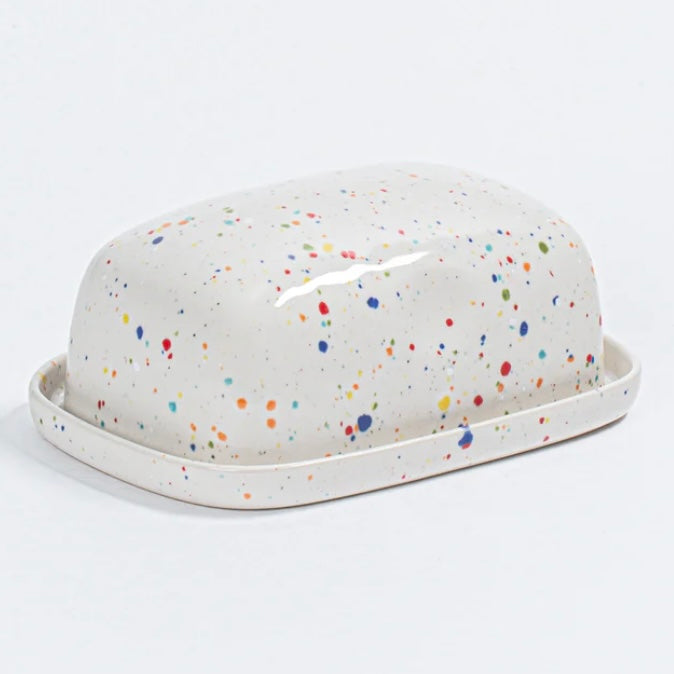 Speckled Ceramic Butter Dish by Egg Back Home butter dish egg back home White  
