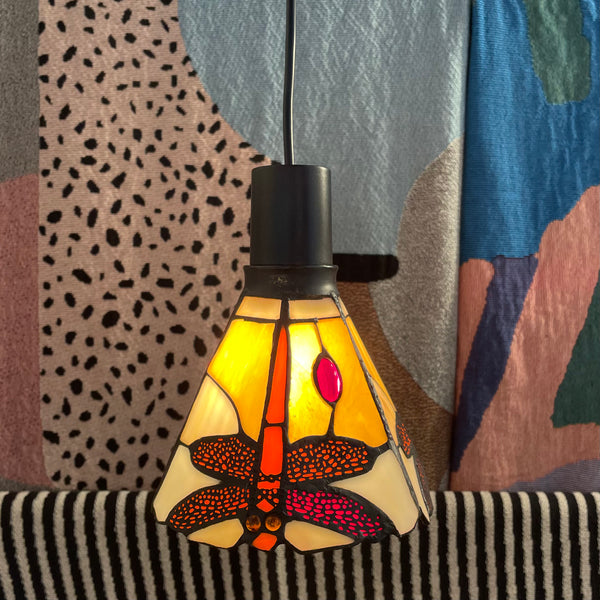 Antique Grasshopper Stained Glass Pendant Light  CANDID HOME   