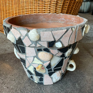 Vintage Italian Mosaic Tile + Shell Planter Pots & Planters CANDID HOME   