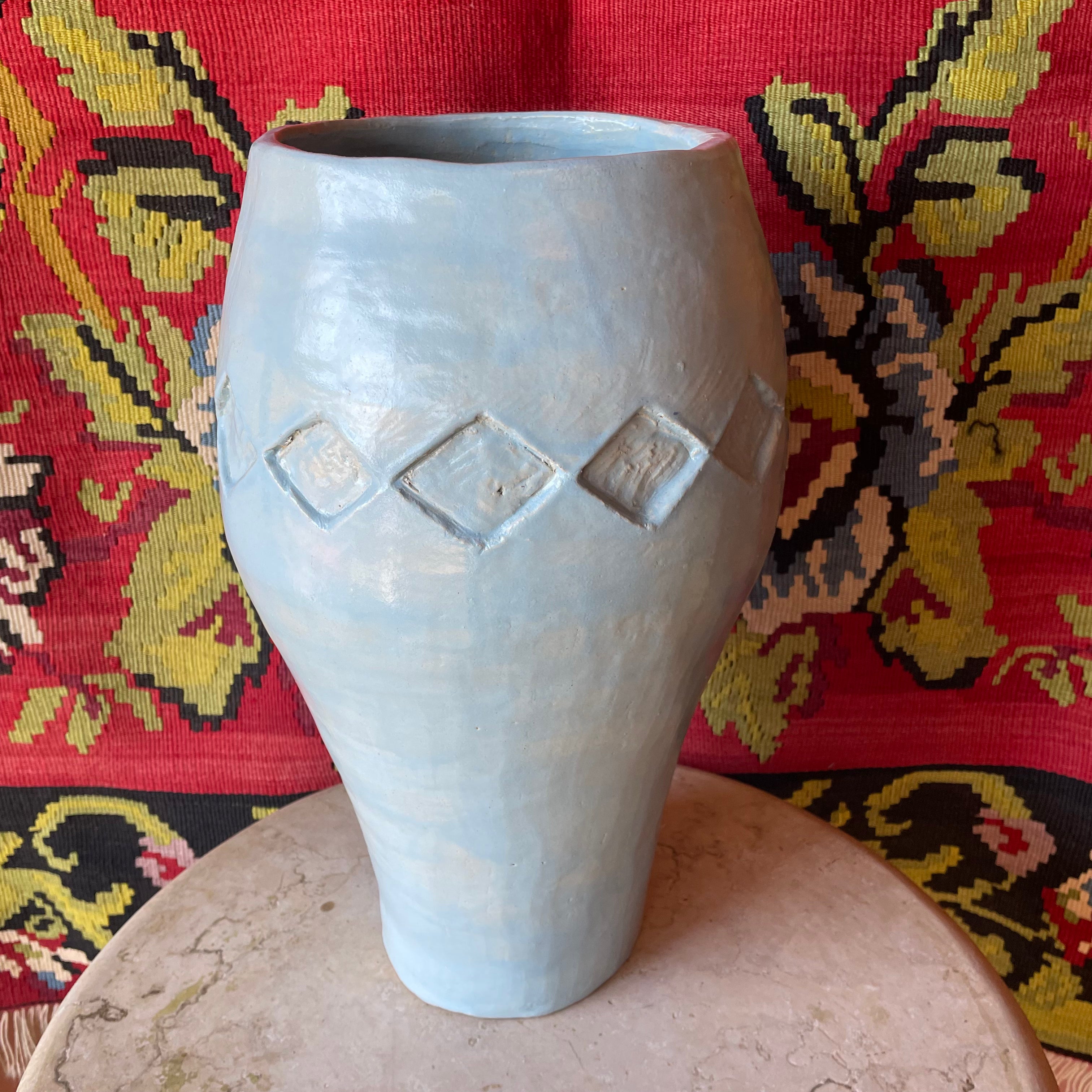 1970’s Studio Pottery Diamond Vase  CANDID HOME   
