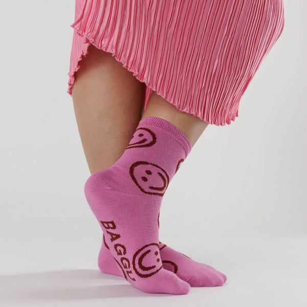 Baggu Crew Socks Socks Baggu Extra Pink Happy  