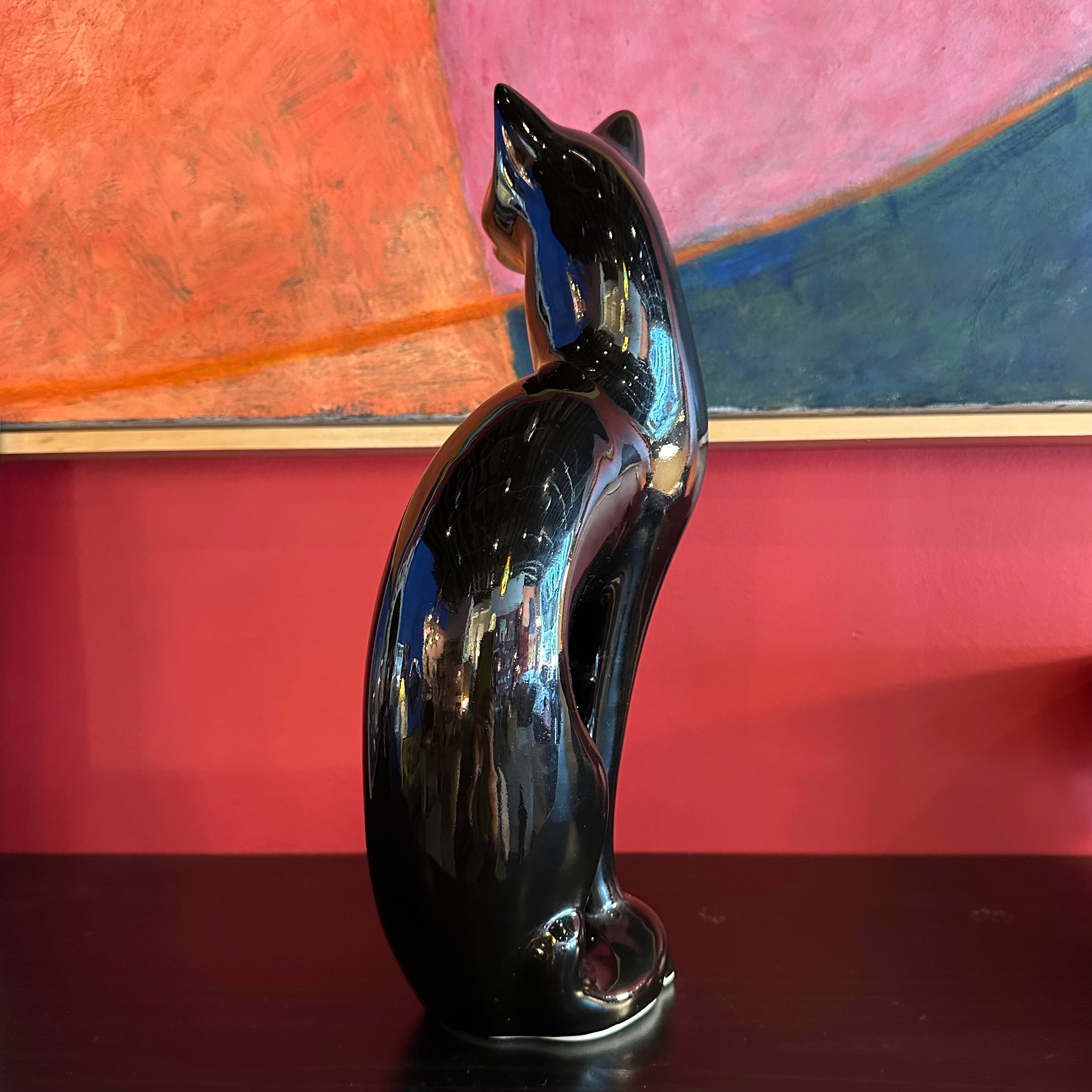 Mid-Century Ceramic Cat Statue CANDID HOME