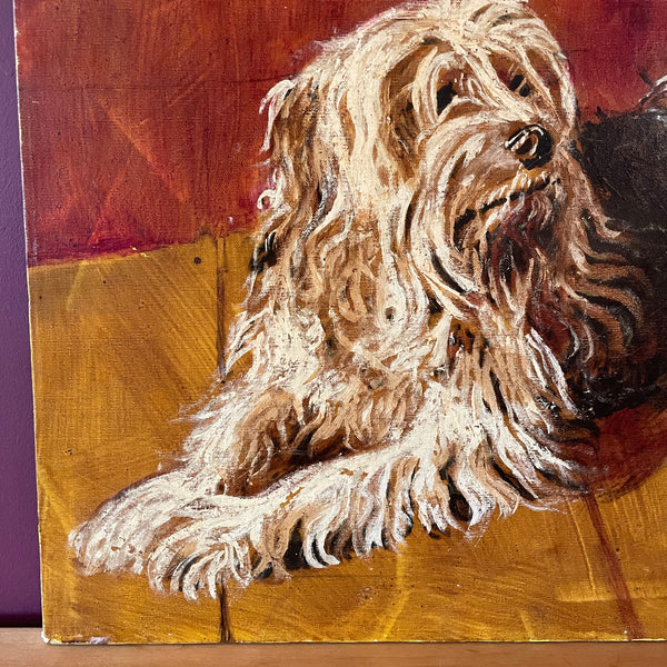 Vintage Acrylic Dog Painting Art CANDID HOME   