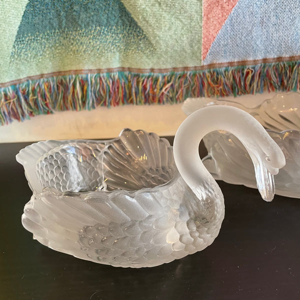 Vintage Crystal Swan Dishes - 2 Available  CANDID HOME   