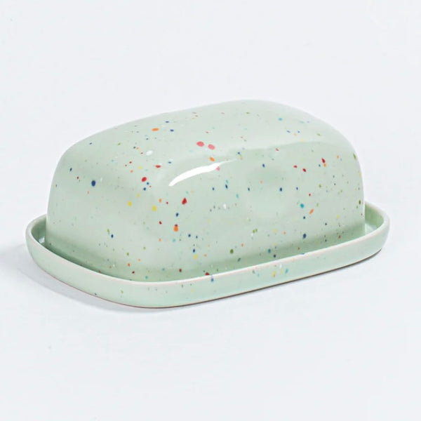 Speckled Ceramic Butter Dish by Egg Back Home butter dish egg back home Green  