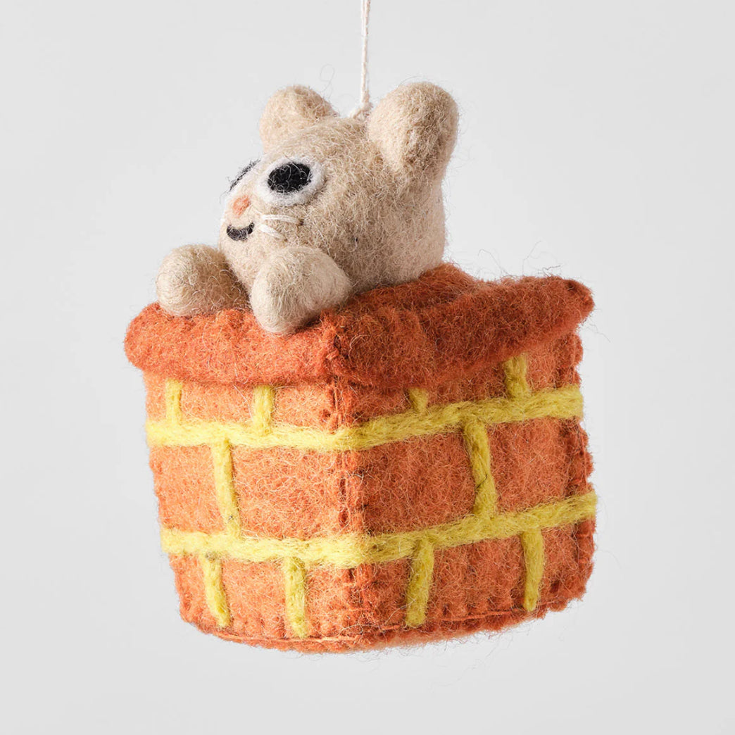 “Simbi” Cat in a Chimney Ornament - Wrap Magazine Holiday Ornaments Wrap Magazine