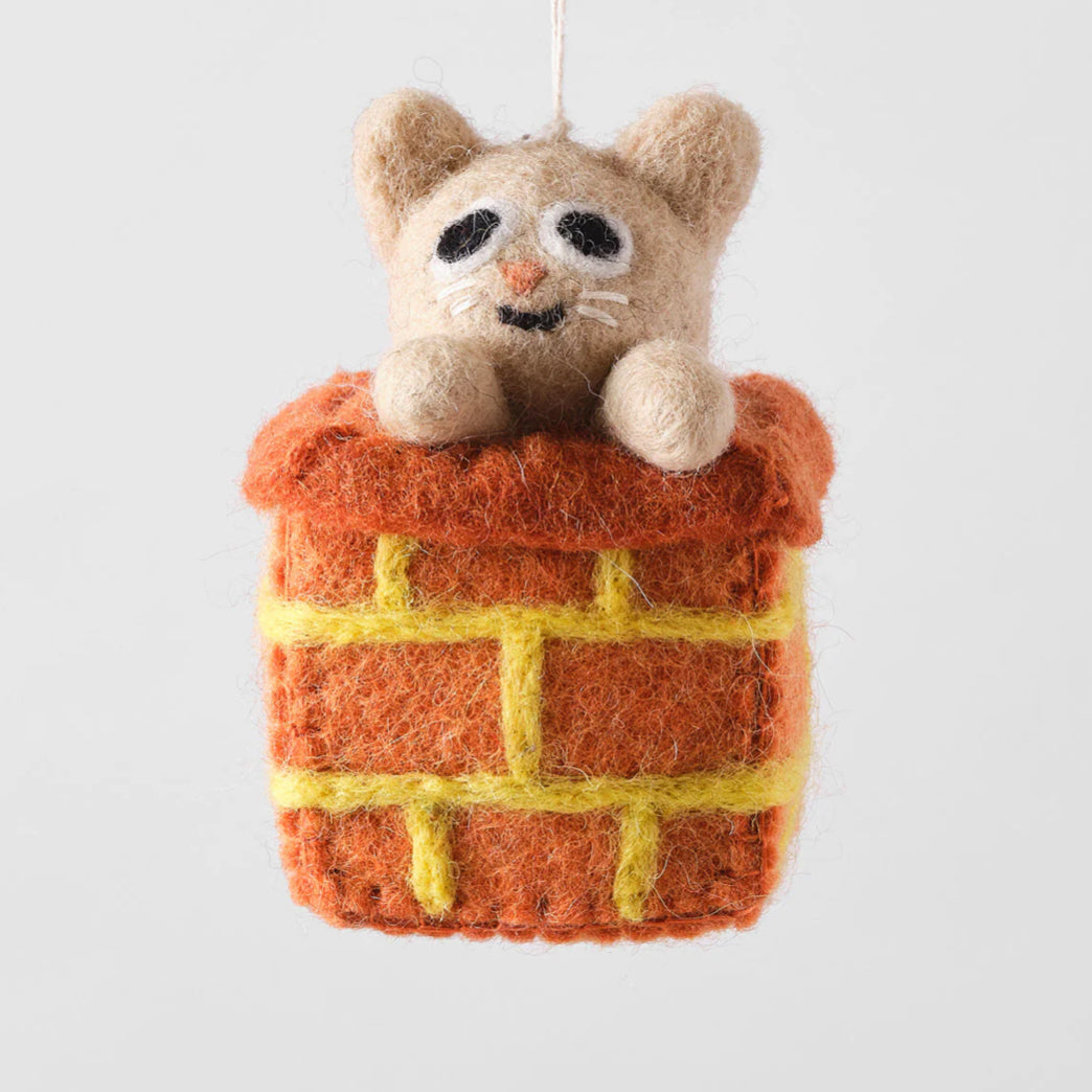 “Simbi” Cat in a Chimney Ornament - Wrap Magazine Holiday Ornaments Wrap Magazine