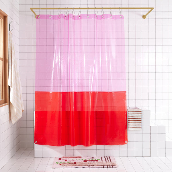Sun Shower Curtain Liners by Quiet Town Shower Curtains Quiet Town Kiss: Pink/Red  
