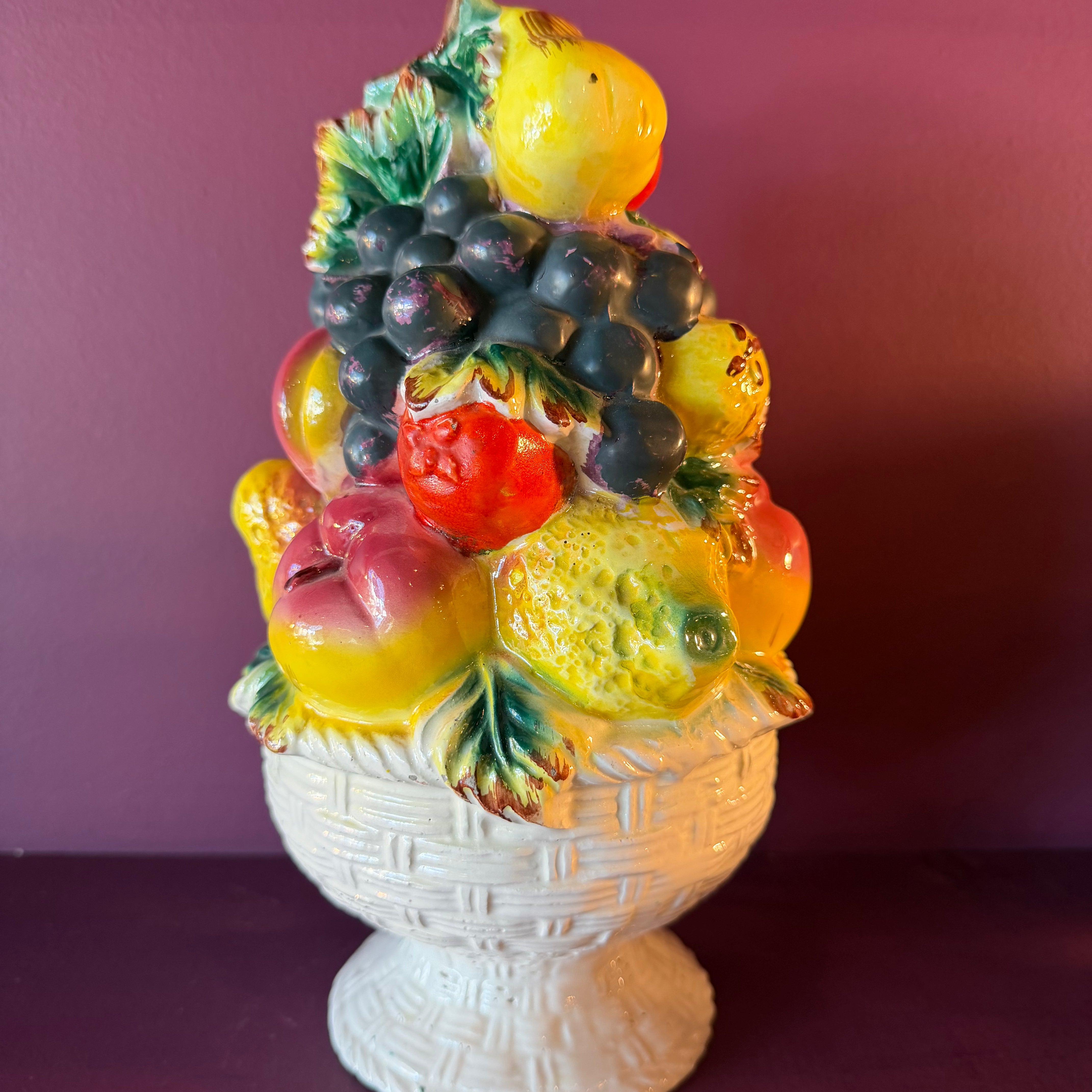 Vintage Italian Tole Ceramic Fruit Tower Sculpture CANDID HOME