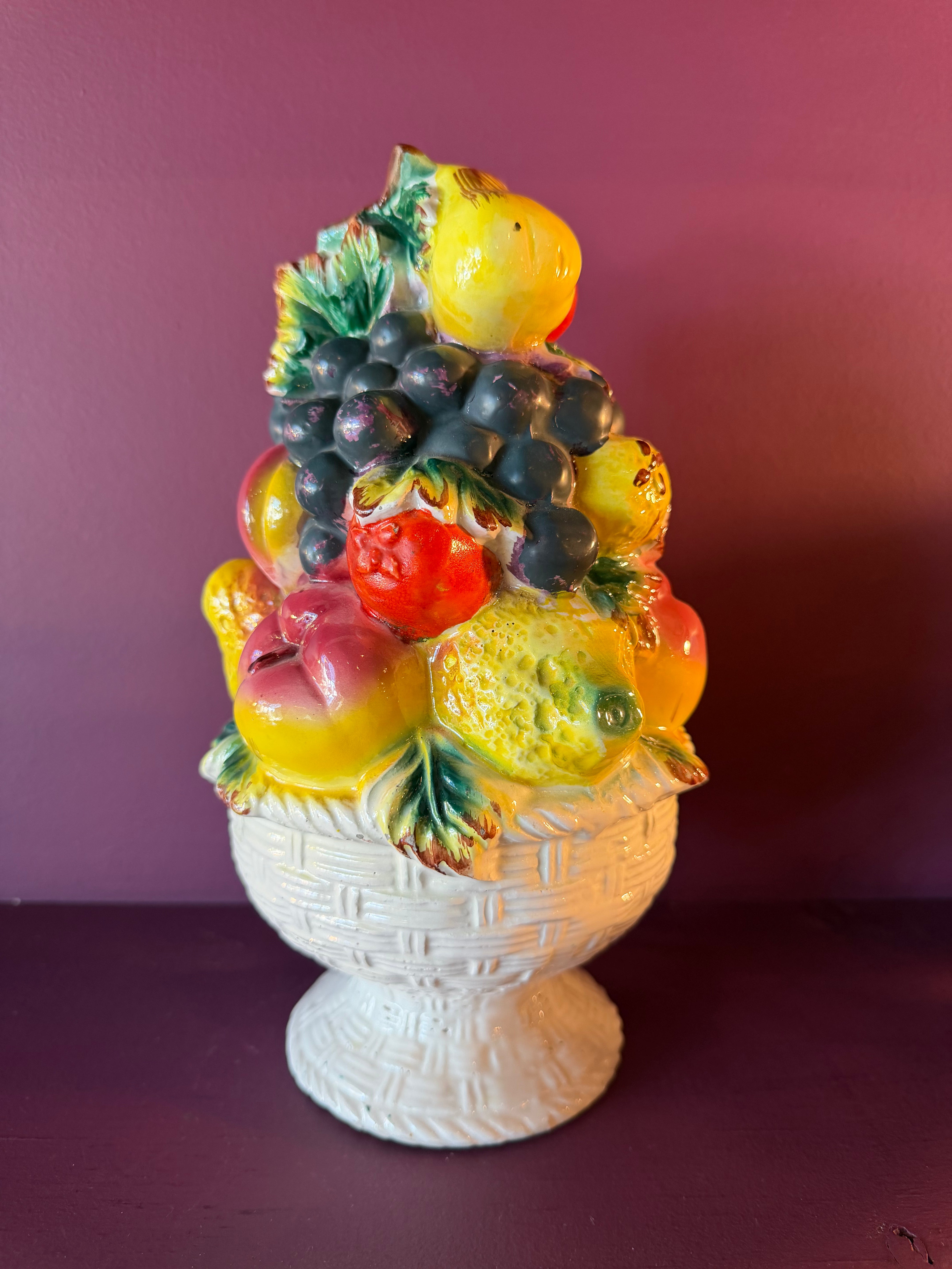 Vintage Italian Tole Ceramic Fruit Tower Sculpture CANDID HOME