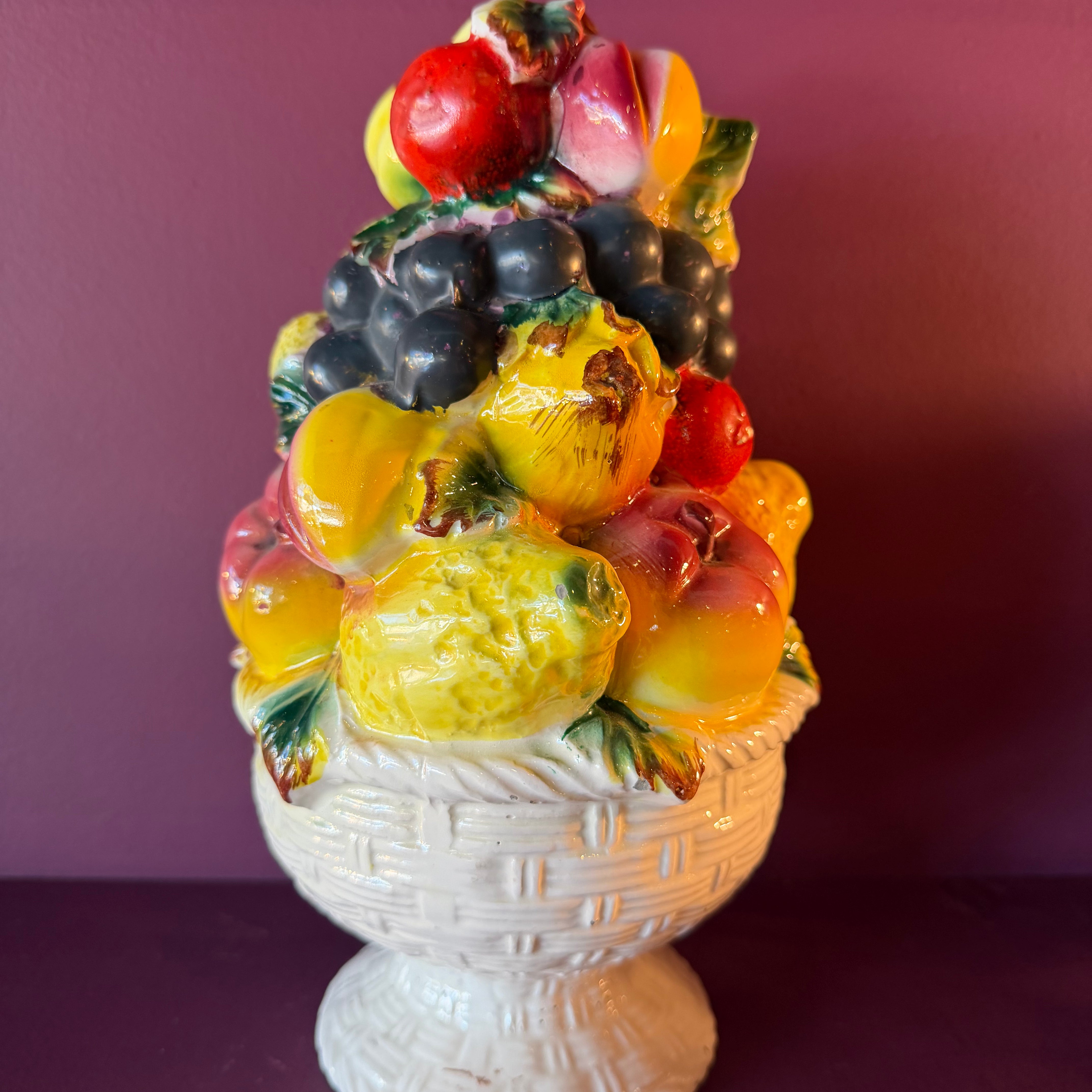 Vintage Italian Tole Ceramic Fruit Tower Sculpture CANDID HOME