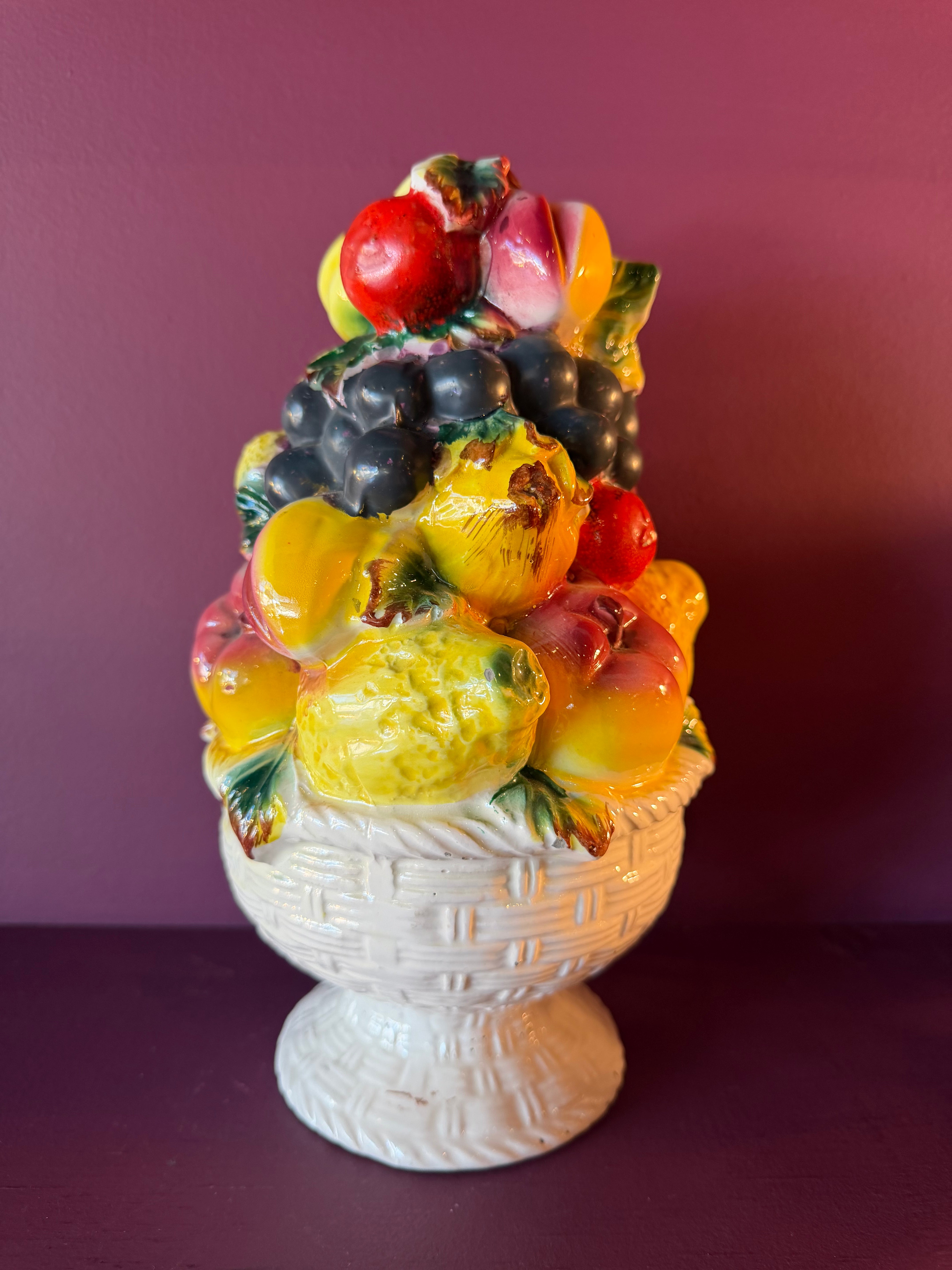 Vintage Italian Tole Ceramic Fruit Tower Sculpture CANDID HOME