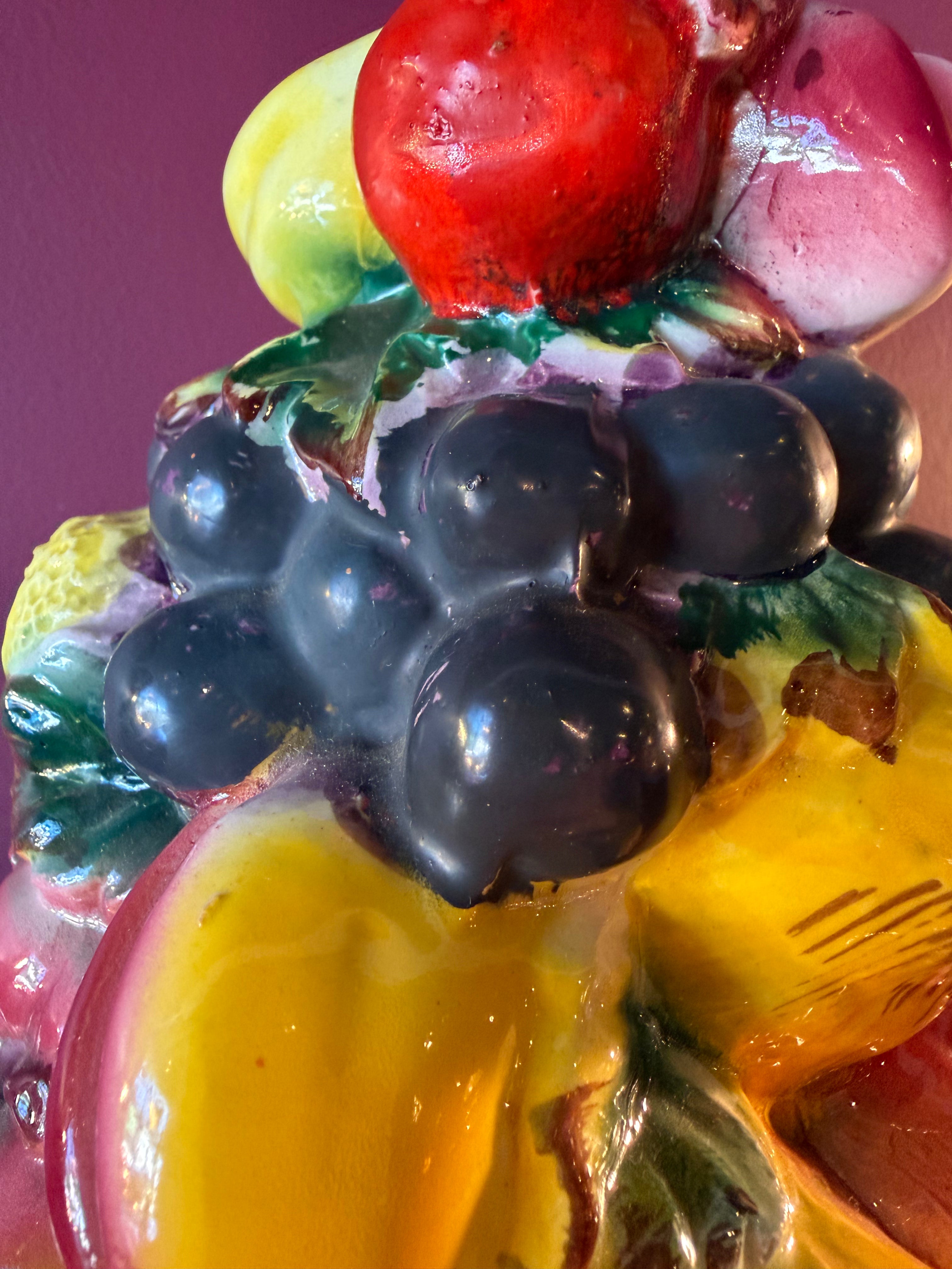 Vintage Italian Tole Ceramic Fruit Tower Sculpture CANDID HOME