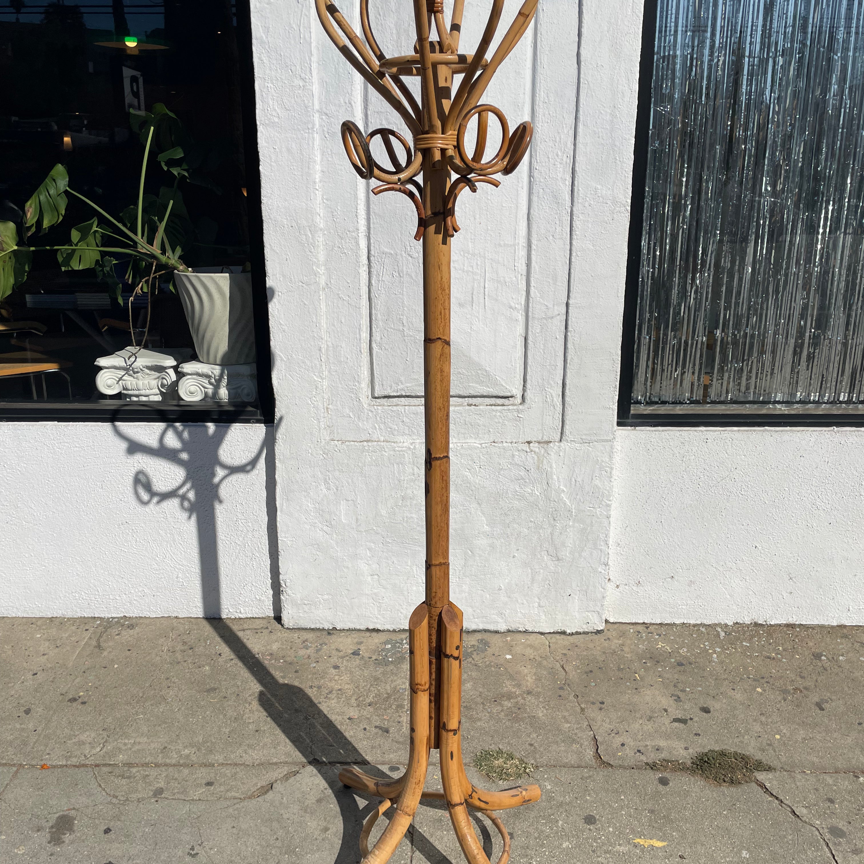 1960’s Italian Coat Rack - Rattan and Bamboo Coat rack CANDID HOME   