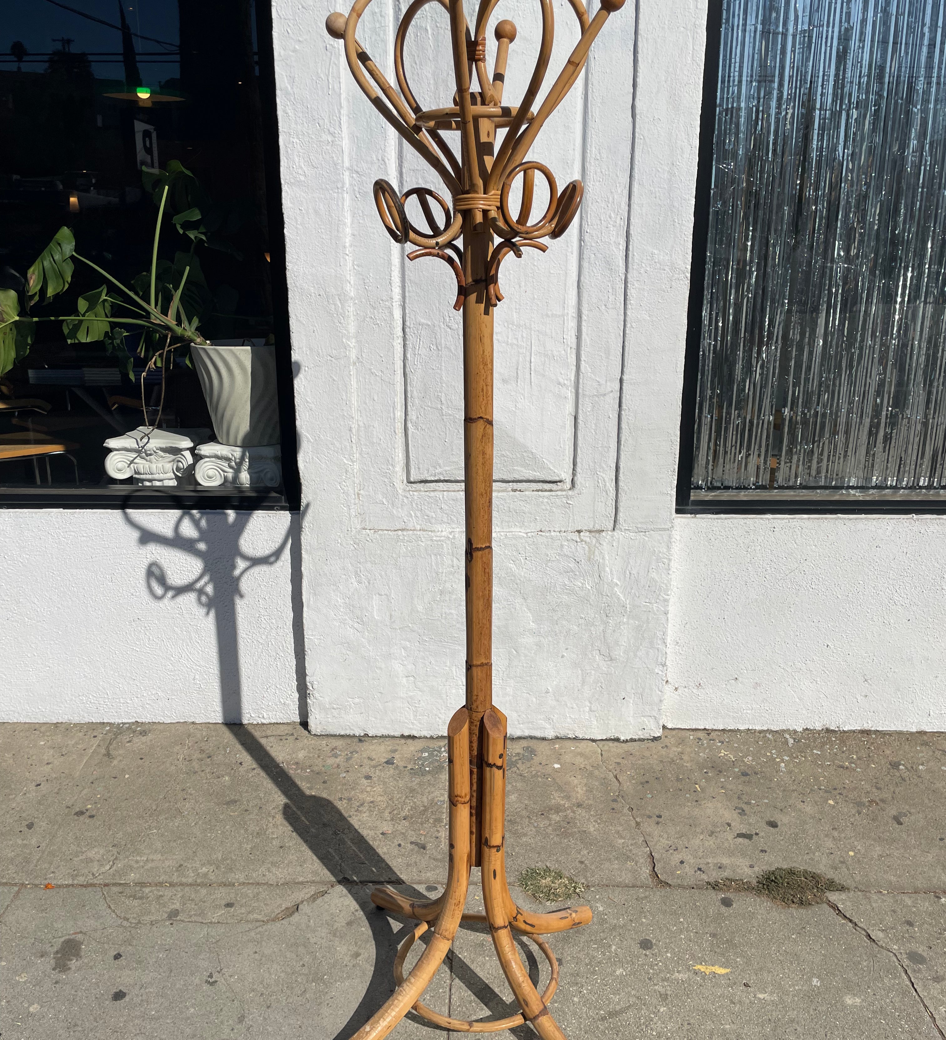 1960’s Italian Coat Rack - Rattan and Bamboo Coat rack CANDID HOME   