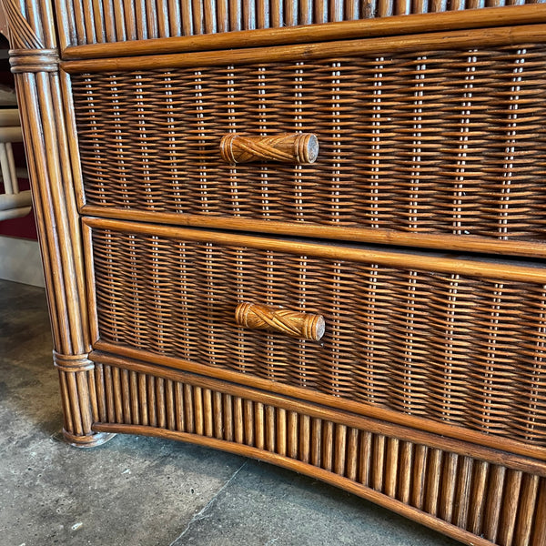 1970's Rattan Lowboy 6 Drawer Dresser - 60" L Dresser CANDID HOME