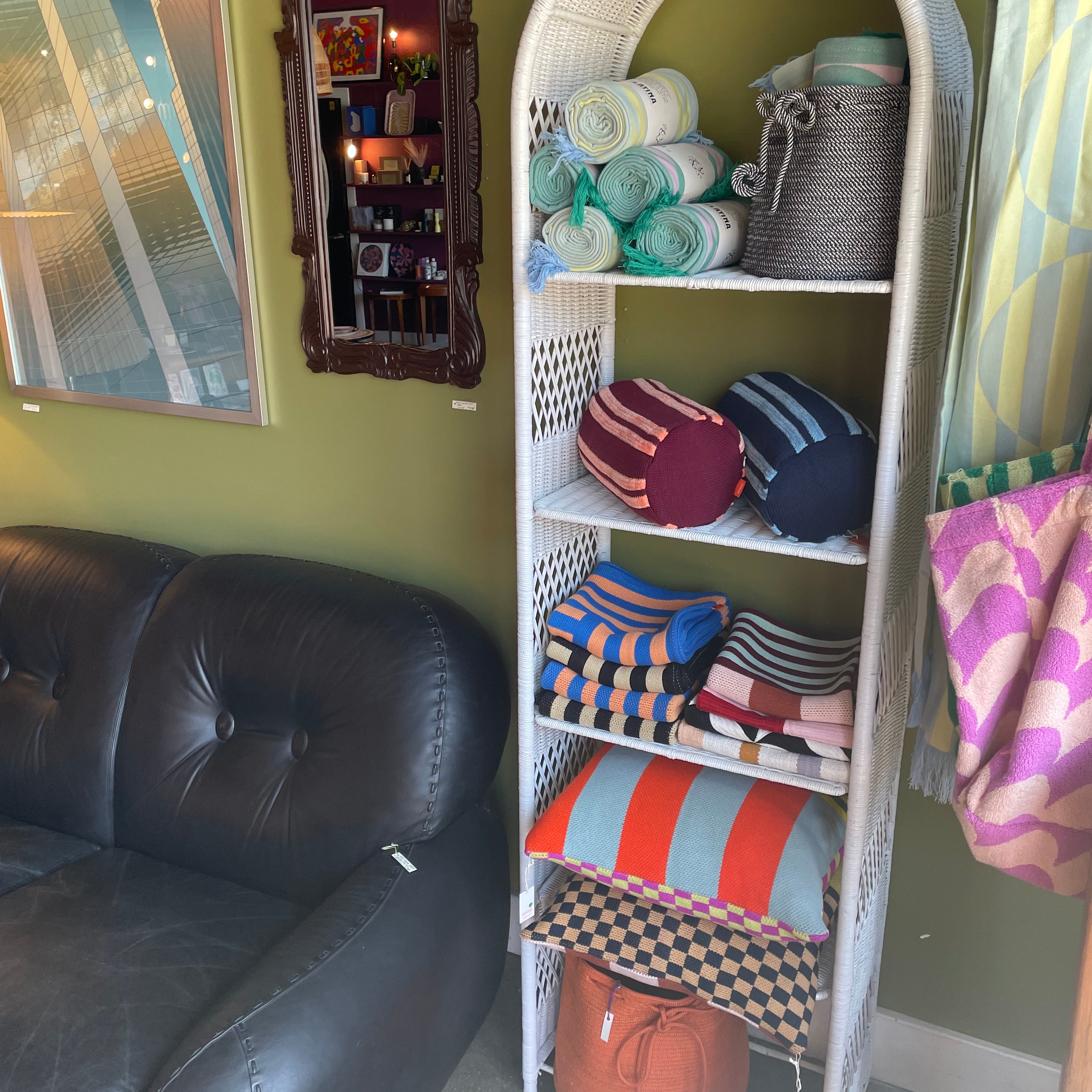 1970's Wicker Shelving Unit - 73" Tall Storage Hooks & Racks CANDID HOME