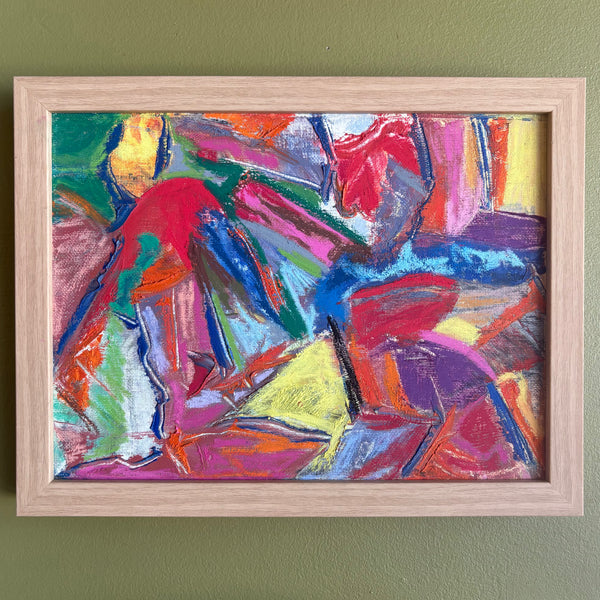 Abstract Framed Pastels on Canvas by Dawn Leahy - 13" x 10.5" Artwork CANDID HOME Abstract B