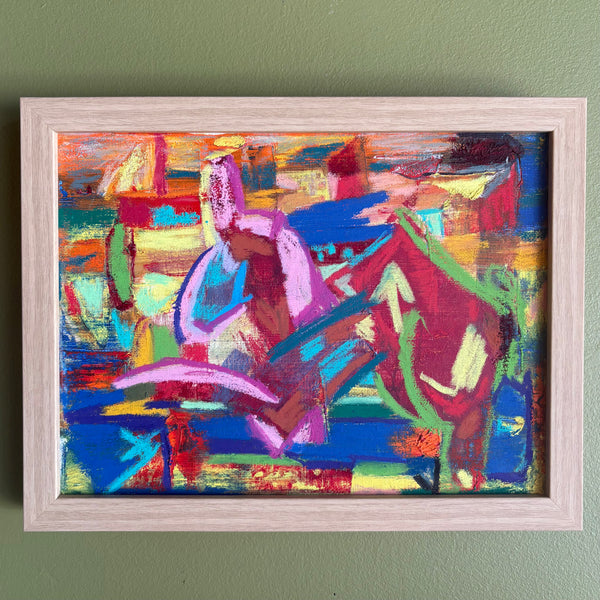 Abstract Framed Pastels on Canvas by Dawn Leahy - 13" x 10.5" Artwork CANDID HOME Abstract A