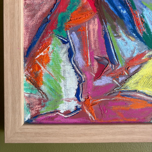 Abstract Framed Pastels on Canvas by Dawn Leahy - 13" x 10.5" Artwork CANDID HOME