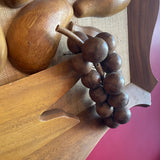 1970's Wooden Fruit on Linen Framed Art - 28" x 26" Art CANDID HOME