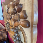 1970's Wooden Fruit on Linen Framed Art - 28" x 26" Art CANDID HOME