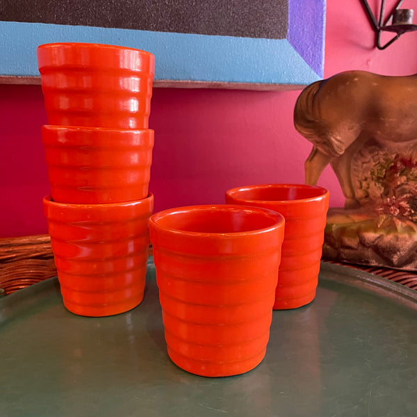 Vintage Bauer Orange Ceramic Cups - Price for Each Ceramic Cups CANDID HOME