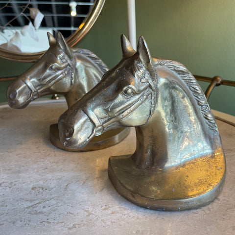 Vintage Aged Brass Horse Bookends - A Pair bookends CANDID HOME