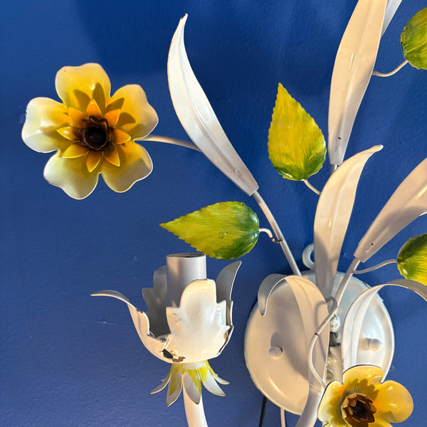 Vintage Italian Tole Floral Sconce Lighting CANDID HOME