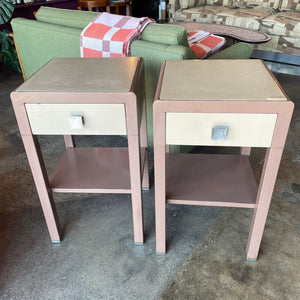 1940's Vintage Simmons Furniture Metal Nightstands - A Pair Nightstand CANDID HOME
