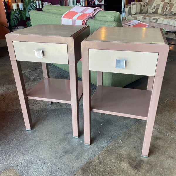 1940's Vintage Simmons Furniture Metal Nightstands - A Pair Nightstand CANDID HOME
