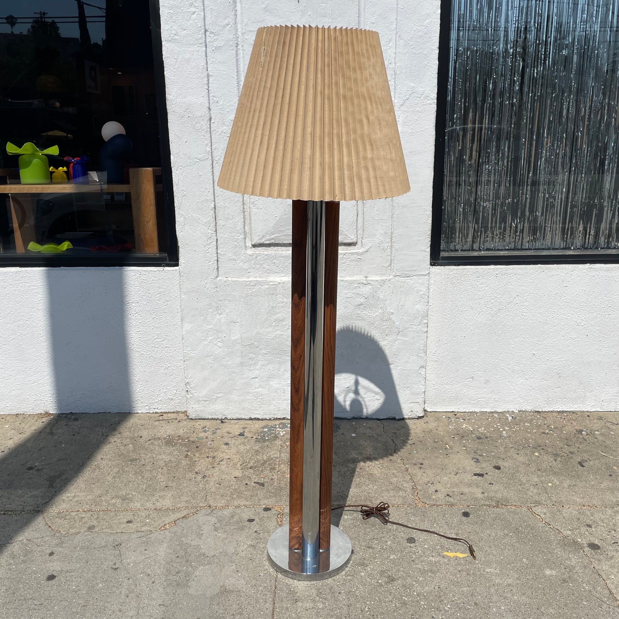 1970's Vintage Chrome + Rosewood Floor Lamp Lamps CANDID HOME
