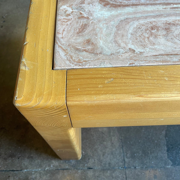 1970's Oak + Pink Marble Coffee Table coffee table CANDID HOME