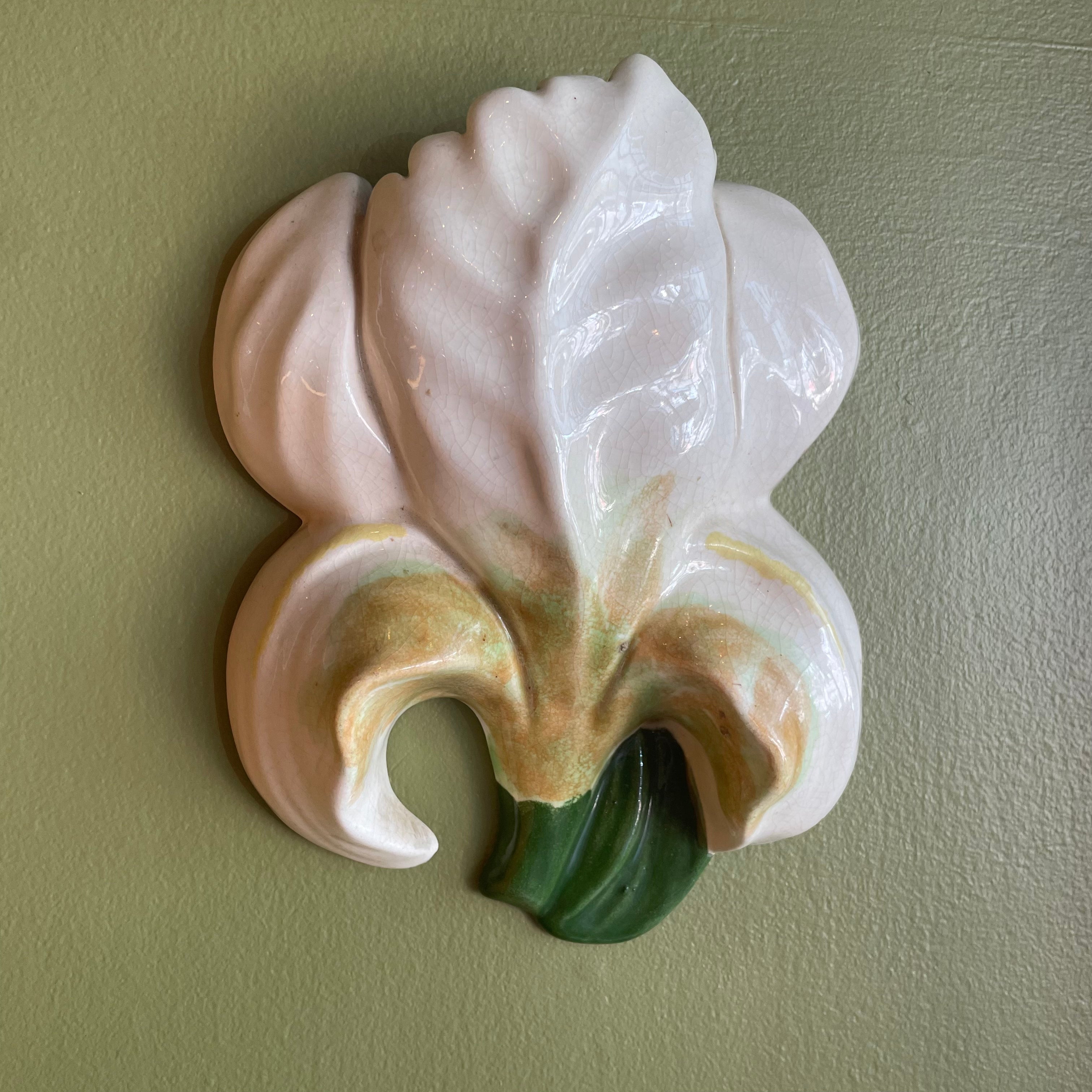 1940's Ceramic Iris Wall Pocket planter CANDID HOME