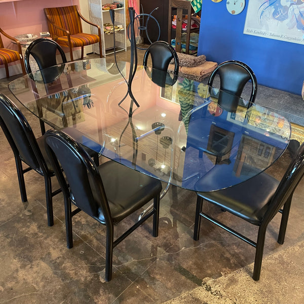 1980's Black Vinyl Dining Chairs - 4 Available Chairs jack