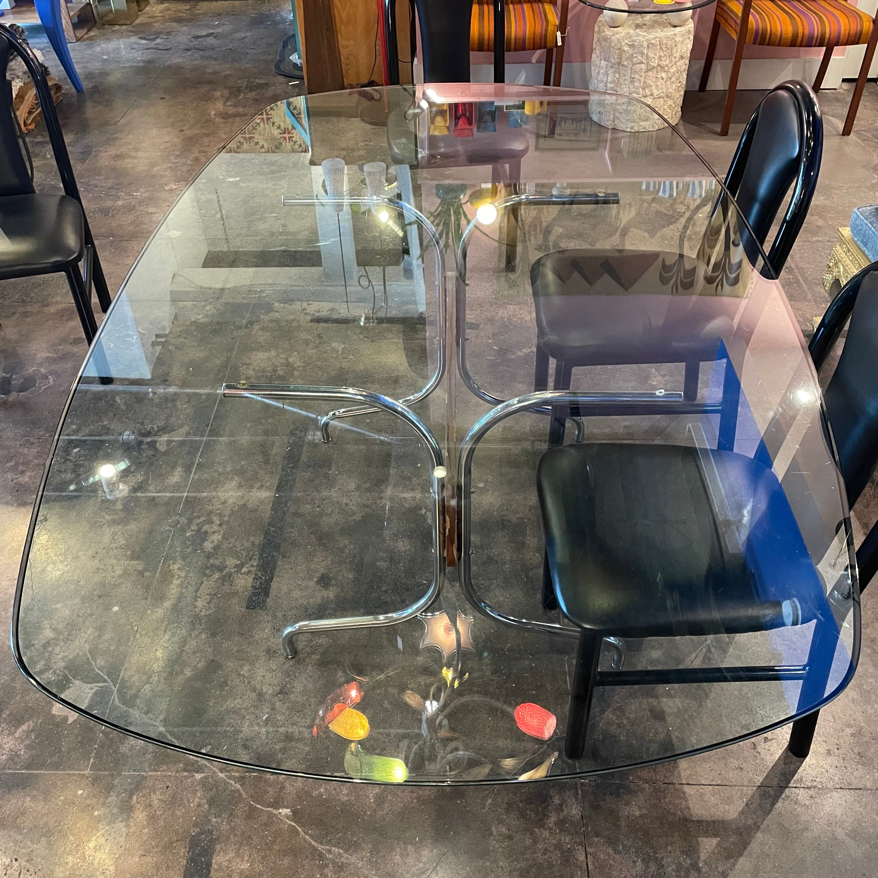 1970's Chrome + Glass Dining Table Dining table jack