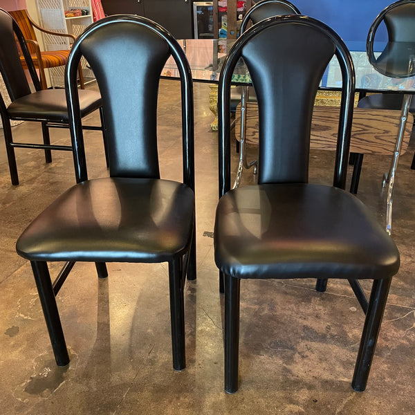 1980's Black Vinyl Dining Chairs - 4 Available Chairs jack