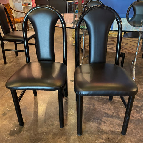 1980's Black Vinyl Dining Chairs - 6 Available Chairs jack