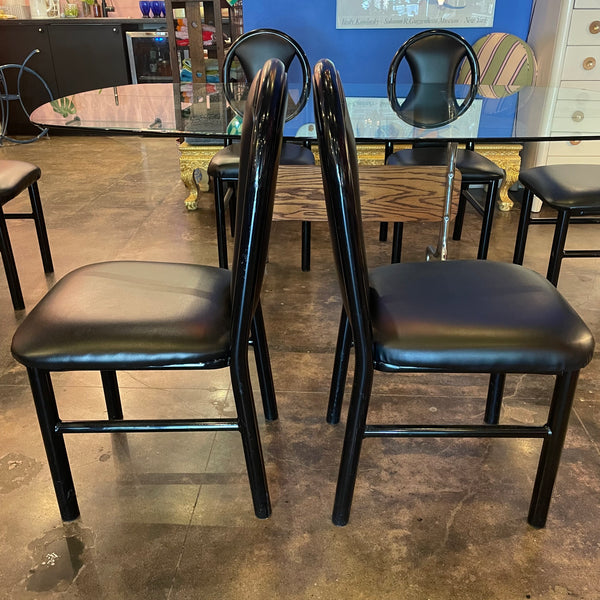 1980's Black Vinyl Dining Chairs - 4 Available Chairs jack