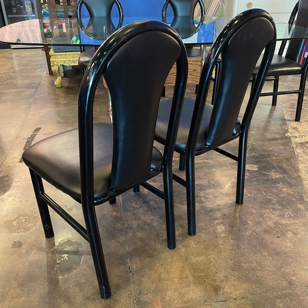 1980's Black Vinyl Dining Chairs - 4 Available Chairs jack