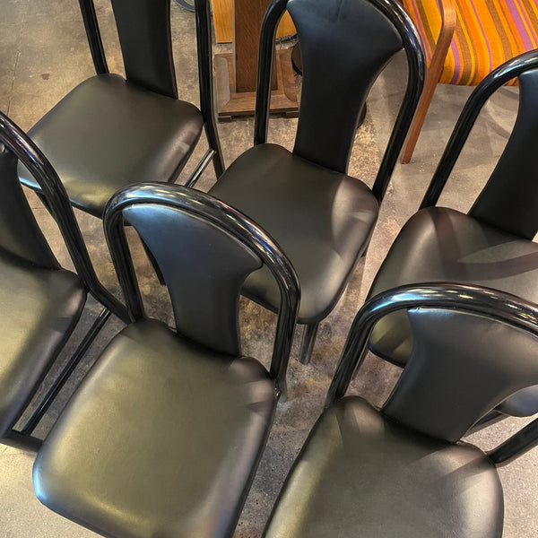1980's Black Vinyl Dining Chairs - 4 Available Chairs jack