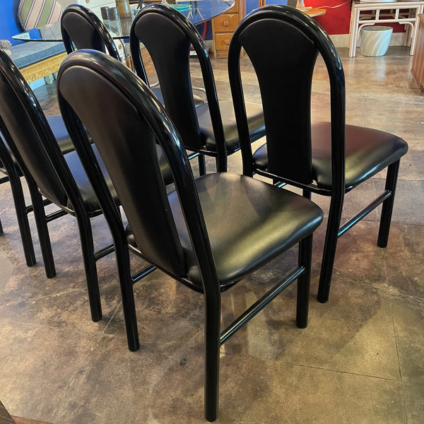 1980's Black Vinyl Dining Chairs - 4 Available Chairs jack