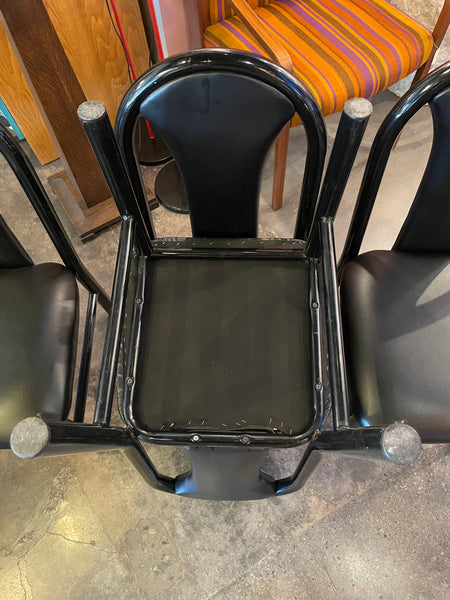 1980's Black Vinyl Dining Chairs - 4 Available Chairs jack