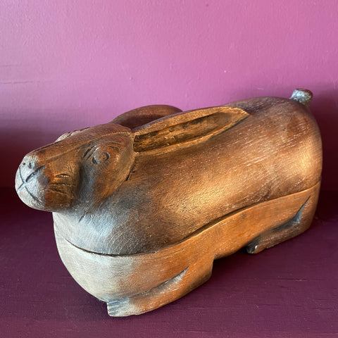 Vintage Folk Art Wooden Rabbit Box jewelry box CANDID HOME