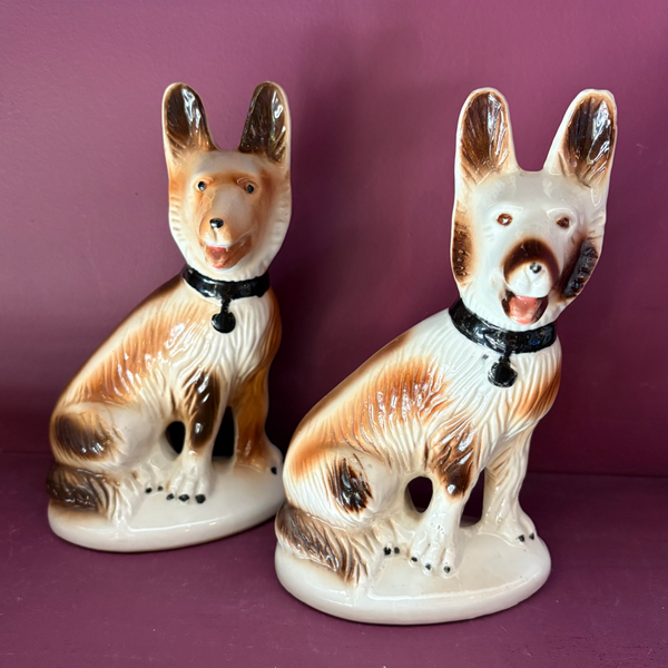 Vintage Shepard Ceramic Dogs - a pair