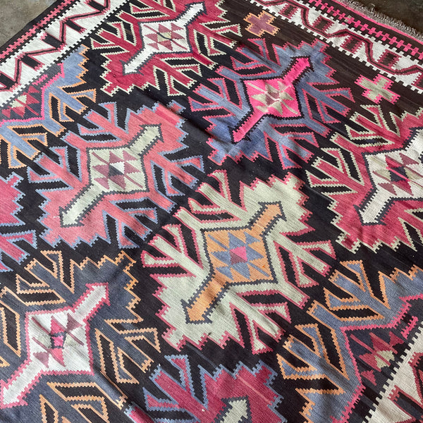 Vintage Kuba Kilim Rug - 6'7" x 10'10" Rugs CANDID HOME