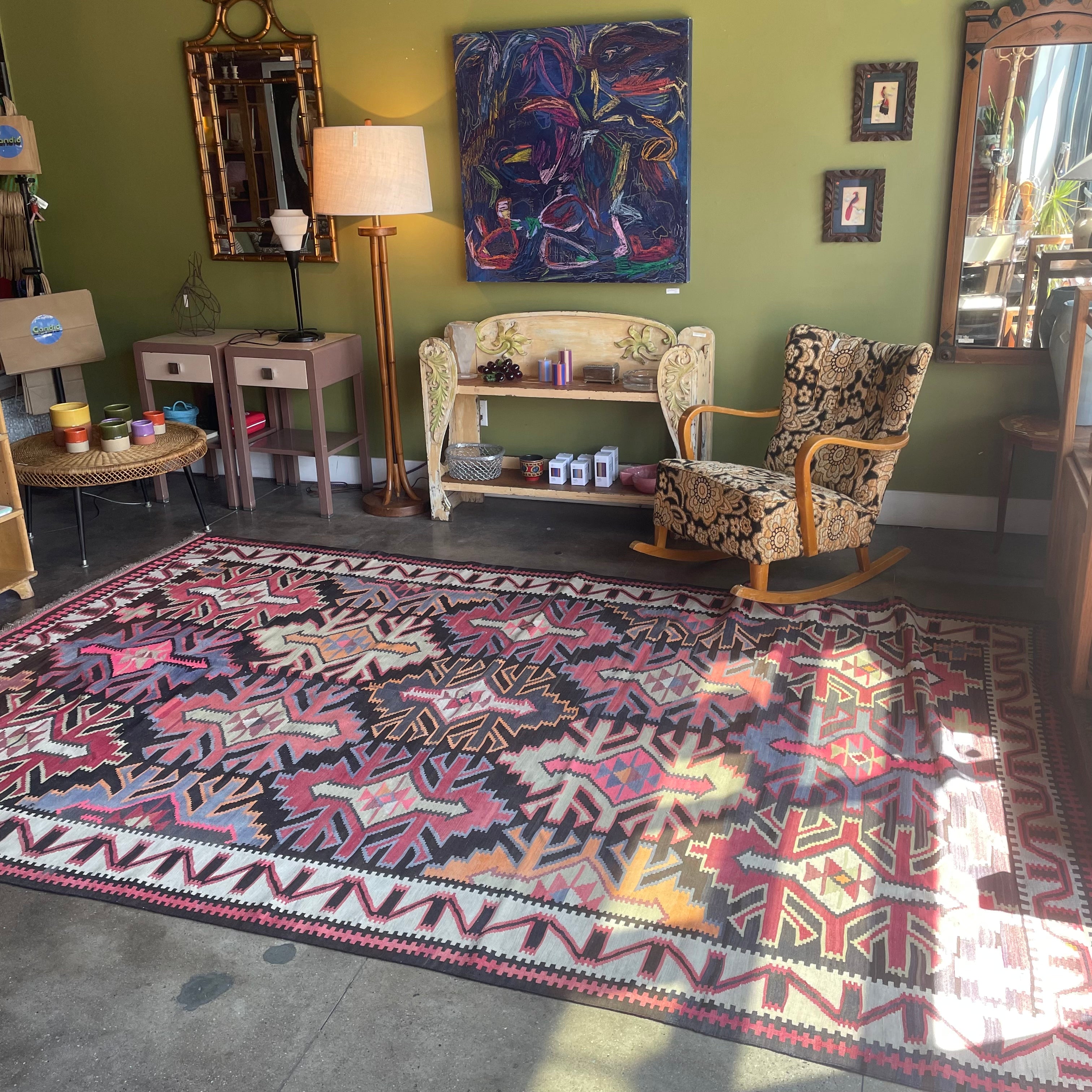 Vintage Kuba Kilim Rug - 6'7" x 10'10" Rugs CANDID HOME