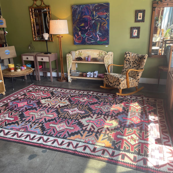 Vintage Kuba Kilim Rug - 6'7" x 10'10" Rugs CANDID HOME