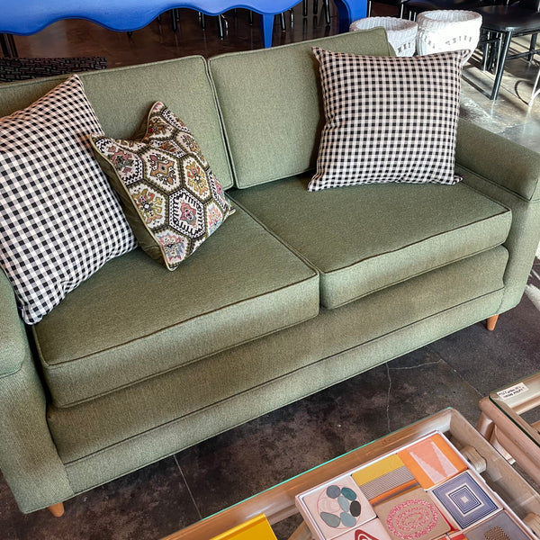 Mid-century Green Tweed Loveseat - 56" L Sofa CANDID HOME