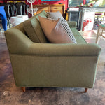 Mid-century Green Tweed Loveseat - 56" L Sofa CANDID HOME